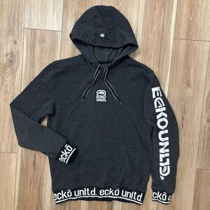 Ecko Unltd. Men's Y2K Pullover Hoodie Rhino Spell Out Sleeve And Trim Size M